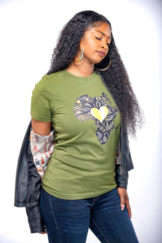 African Gold Heart Short Sleeve Tee