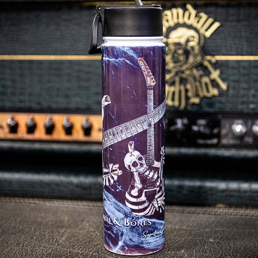 Skull and Bones Guitar Hydro Stainless Steel Water Bottle