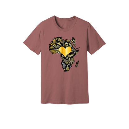 African Gold Heart Short Sleeve Shirt