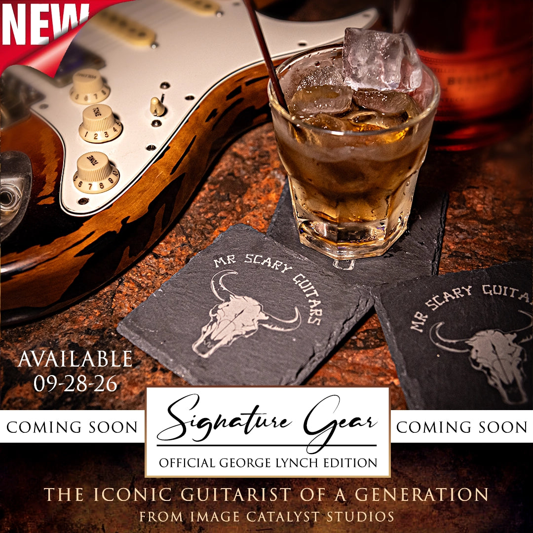 Mr. Scary Guitars Black Slate Coaster Set