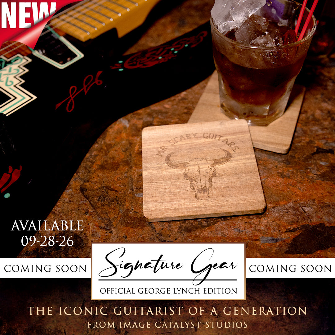 Mr. Scary Guitars Acacia Wood Coaster Set